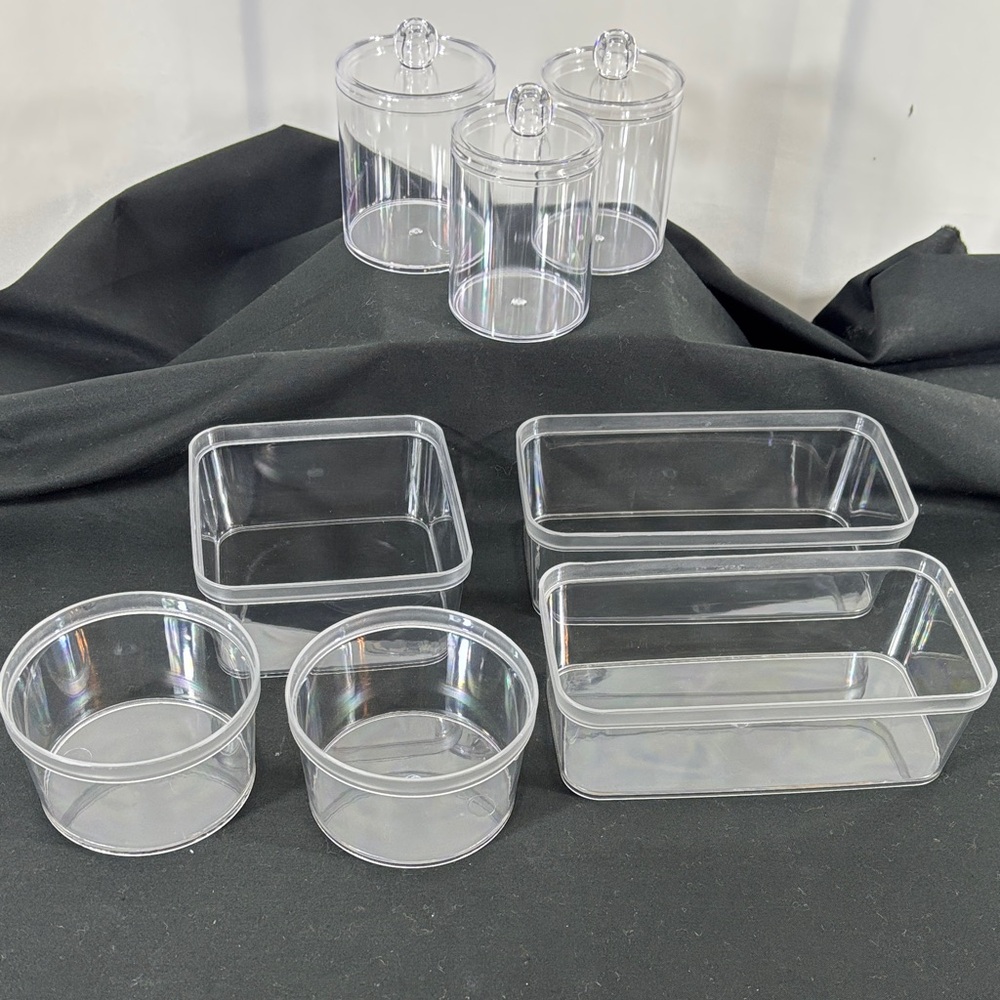 Clear Acrylic Makeup Organizer Set - Multi-Shape Cosmetic Storage